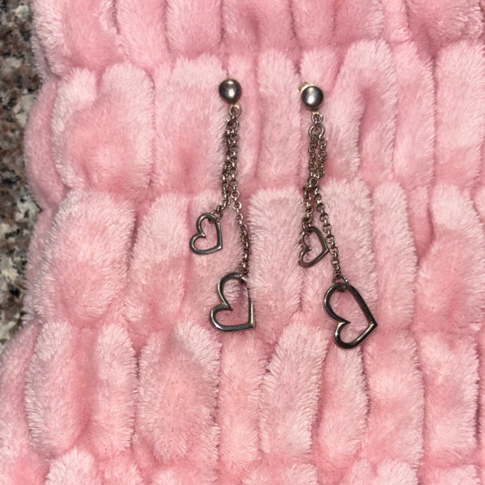 Silver Heart Dangle Earrings